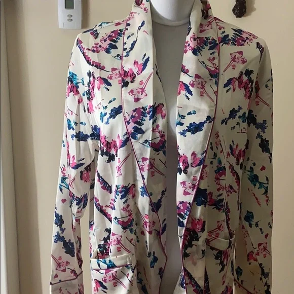sam edelman abstract floral satin robe - Picture 3 of 6